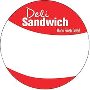 HUBERT Deli Sandwich Labels Red Write-in Style - 2"Dia, 500 Per Roll