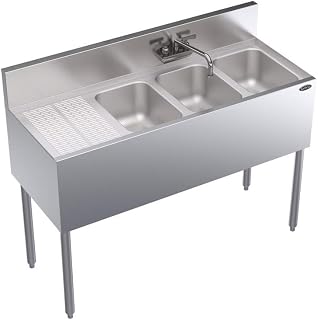 Metal KR18-43R 48" Three-Compartment Bar Sink - Krowne Royal 1800 Series