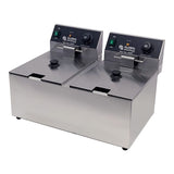 Countertop Split Pot Electric Deep Fryer by Global Solutions – Stainless Steel, Model GS1612