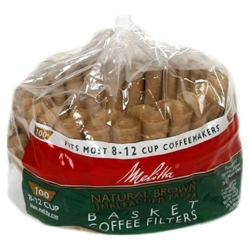 Basket Coffee Filters Natural Brown Unbleached 100 Count by Melitta – 1 Box, Pack of 6, Model 629092