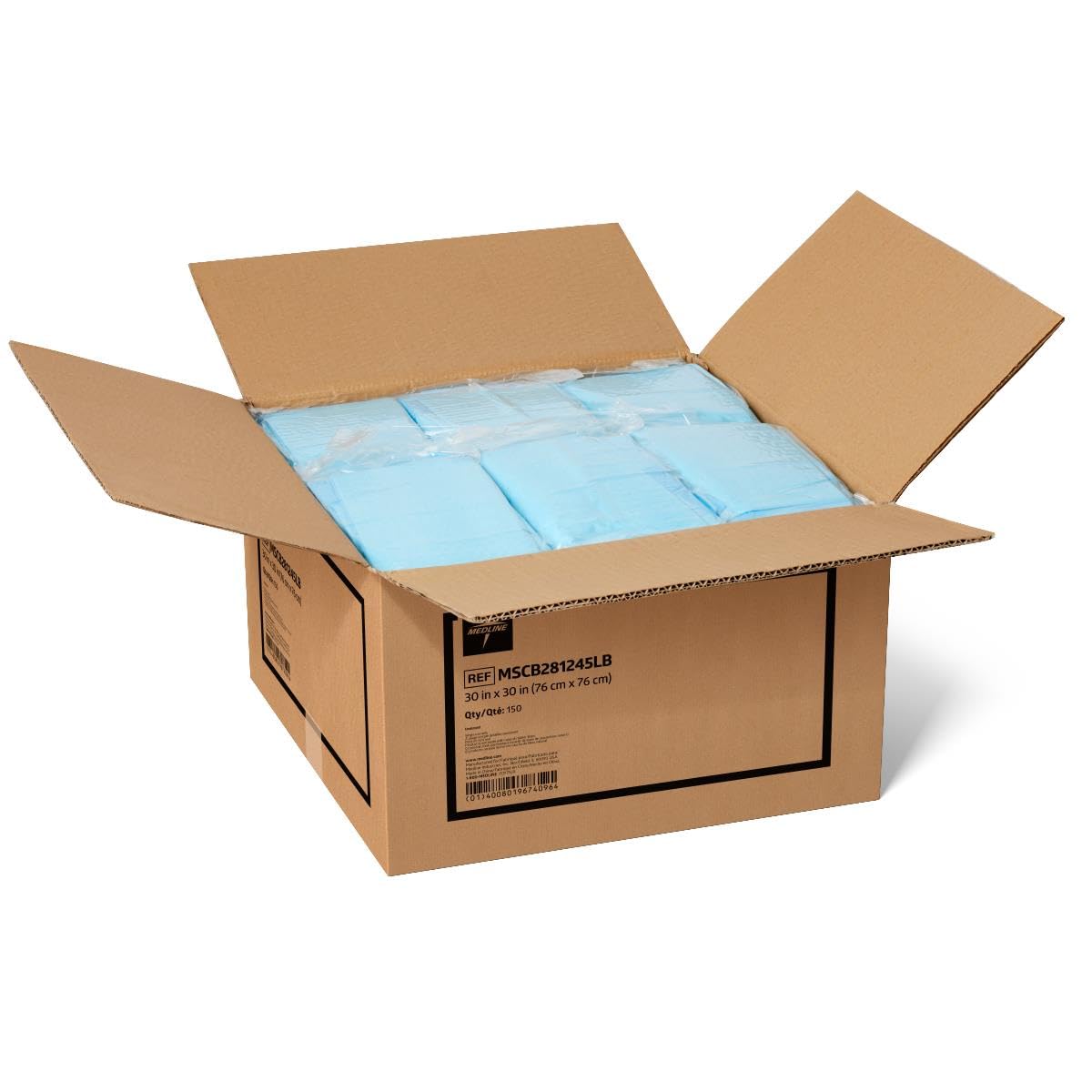 Protection Plus Disposable Underpads by Medline – 30" x 30", Polypropylene (PP), Blue, Pack of 5