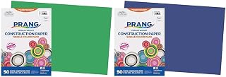 Prang Construction Paper, Holiday Green, Bright Blue, 12" x 18", 50 Sheets