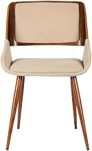 Furnifact Wood Mid-Century Modern Dining Chair with Fabric Seat, MCM Dinning Chair with Arms for Kitchen Dining Room, Walnut