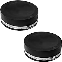 Fernco QC-106 2 Pack 6-in. Qwik Cap Flexible PVC Pipe Cap with Stainless Steel Clamps, Black