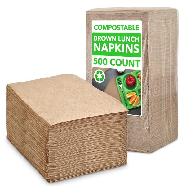 Stock Your Home 500 / 5.5" x 6.5" / brown Disposable Napkins