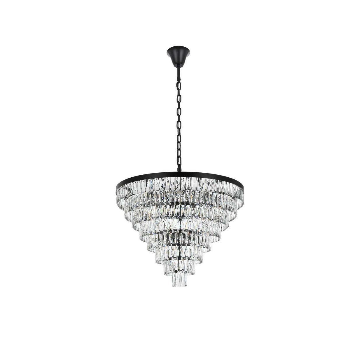 Josephine 29 Light Chandelier Black by Lighting Design – Iron and Crystal, Black