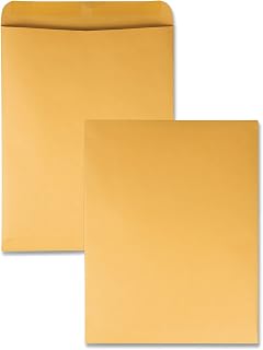 Quality Park Catalog Envelopes, 12x15.5 Inches, Gummed Closure, Brown Kraft Mailing Envelopes for Legal or Letter Size Papers, 100/Box (QUA41967)