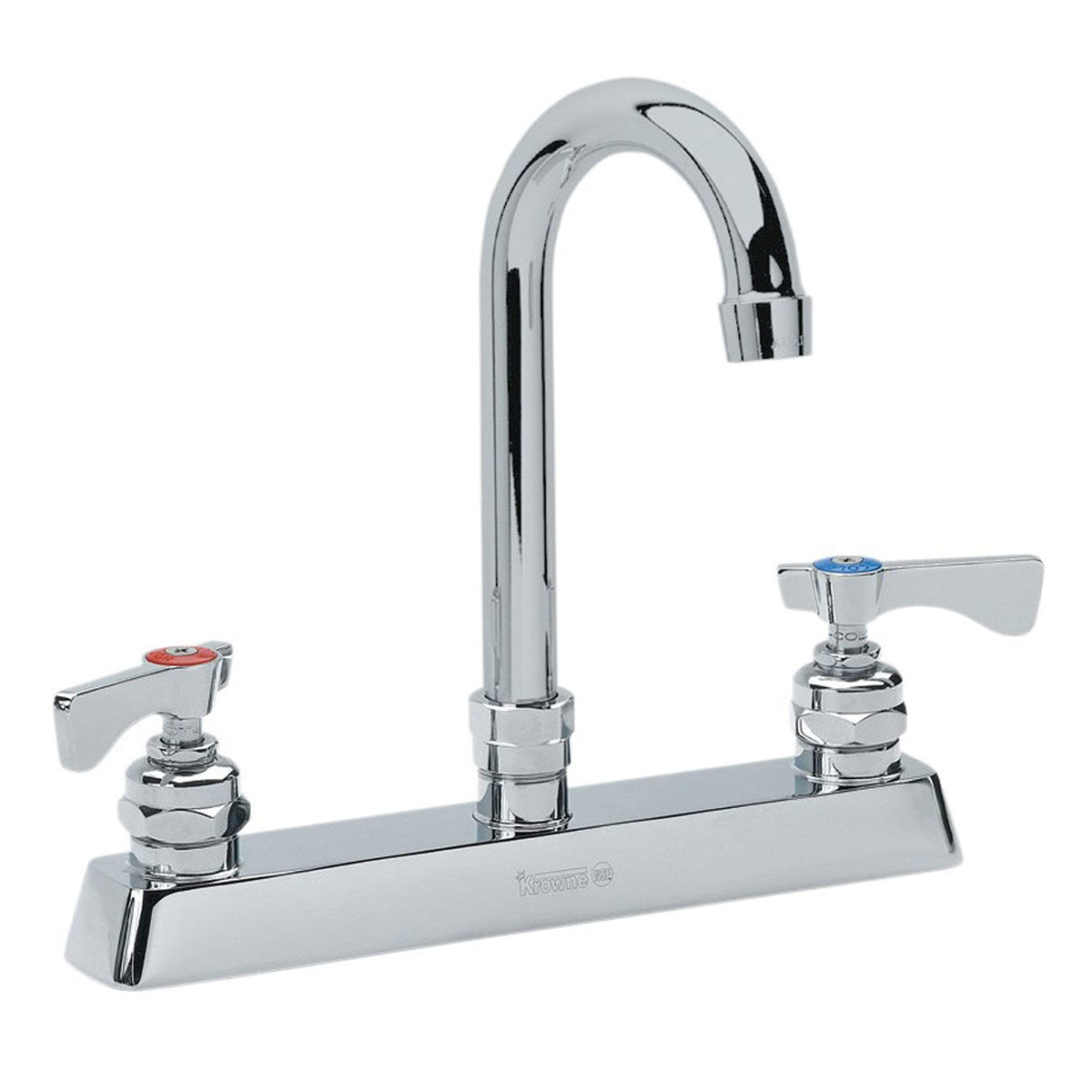 Royal Series 8" Center Deck Mount Faucet by Krowne – 17"L x 14"W x 8"H, Brass, Model 15-501L