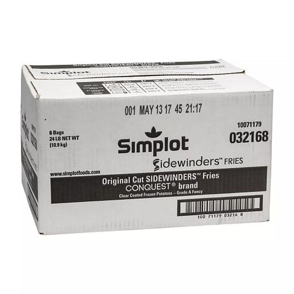 Conquest Crinklecut Sidewinder Fries by Simplot – 64 Ounces, Pack of 6