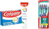 Colgate Total Whitening Toothpaste, Mint Toothpaste, 5.1 oz Tube, 2 Pack & 360 Whole Mouth Clean Toothbrush, Soft Toothbrush for Adults, 4 Pack