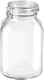 Bormioli Rocco Fido Canning Jar with Airtight Rubber Gasket, 101.5 oz - Glass Storage Jar for Fermentation, Dry Food, Sauces, Pickling - Italian-Made Kitchen Canister with Lid Options