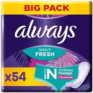 Always Daily Fresh Normal Flexistyle Pantyliners, Pack of 54, with Fresh Scent, Flexible, Fits All Pantiforms