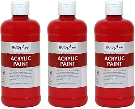 Handy Art Acrylic Paint, Bright Red, 16 oz. Bottle, Pack of 3 (RPC101040-3)