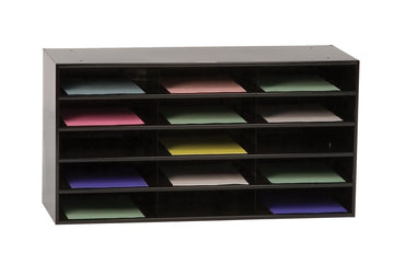 Black Cold Rolled Steel Horizontal Literature Storage Rack by Durham – 34" W x 18" H x 12" D, Alloy Steel, Black, Model 434-08