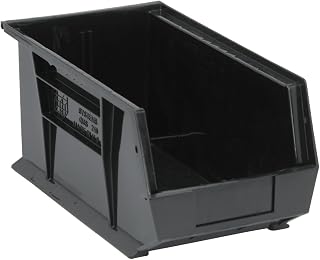 QUANTUM STORAGE SYSTEMS QUS240BR Ultra Stack & Hang Recycled Plastic Heavy Duty Part Organizer Black Bins 15" L x 9" W x 7" H 12 Pack