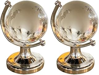 Delicate Desktop Globe Decor 2pcs High Borosilicate Glass Creative | Appearance, Golden Finish, Decorative Effect, Suitable for Office and Home Display, Two-piece Set
