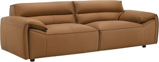 Furnifact Top Grain Leather-Upholstered Sofa with Solid Frame, Genuine Leather Couch for Living Room and Home Office, Orange