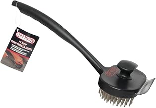 Chef Master Stainless Steel Bristles Black Plastic Dual-Handle Char-Broiler Brush - 6 3/4"L x 4"W x 17"H