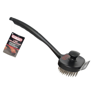 Stainless Steel Bristles Black Plastic Dual-Handle Char-Broiler Brush - 6 3/4"L x 4"W x 17"H by Chef Master – Plastic, Black, Model 76903900518