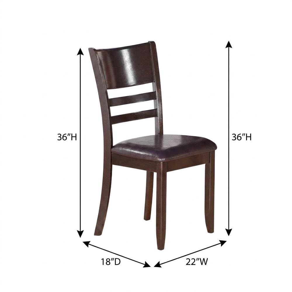 Solid Wood Faux Leather-Upholstered Dining Chairs Set of by Furnifact – Wood, Brown, Pack of 2