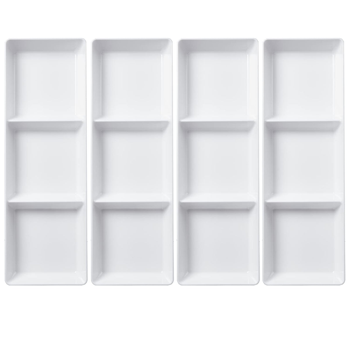 US Acrylic Divided Serving Tray Set, 15 x 5 Inches, White