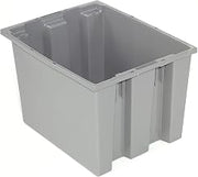 QUANTUM STORAGE SYSTEMS, SNT190GY Stack And Nest Shipping Container No Lid, 19-1/2x15-1/2x10, Gray, Lot of 6