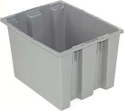 QUANTUM STORAGE SYSTEMS, SNT190GY Stack And Nest Shipping Container No Lid, 19-1/2x15-1/2x10, Gray, Lot of 6