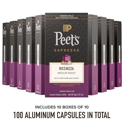 Peet's Coffee Ricchezza / 10 Count (Pack of 10) / Ricchezza (Intensity 8) Single-Serve Capsules & Pods