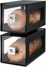 Rosseto BD101 2-Tier Black Matte Bakery Column Display Stand with 2-Clear Metal Handle Acrylic Drawers