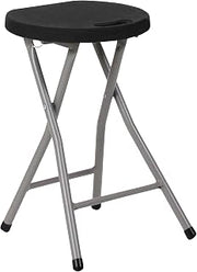 Flash Furniture Micah Foldable Stool with Black Plastic Seat and Titanium Gray Frame | Lightweight, Compact, Easy Storage, Indoor Use
