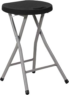 Flash Furniture Micah Foldable Stool with Black Plastic Seat and Titanium Gray Frame | Lightweight, Compact, Easy Storage, Indoor Use