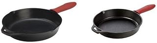 Lodge Manufacturing Company Cast Iron Skillet Bundle: 12" and 10.25" with Red Silicone Hot Handle