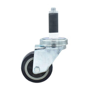 BK Resources 3" Polyurethane 1" Expanding Stem Swivel Caster for Work Tables – 3", Silver, Model 3SBR-1RA-PLY