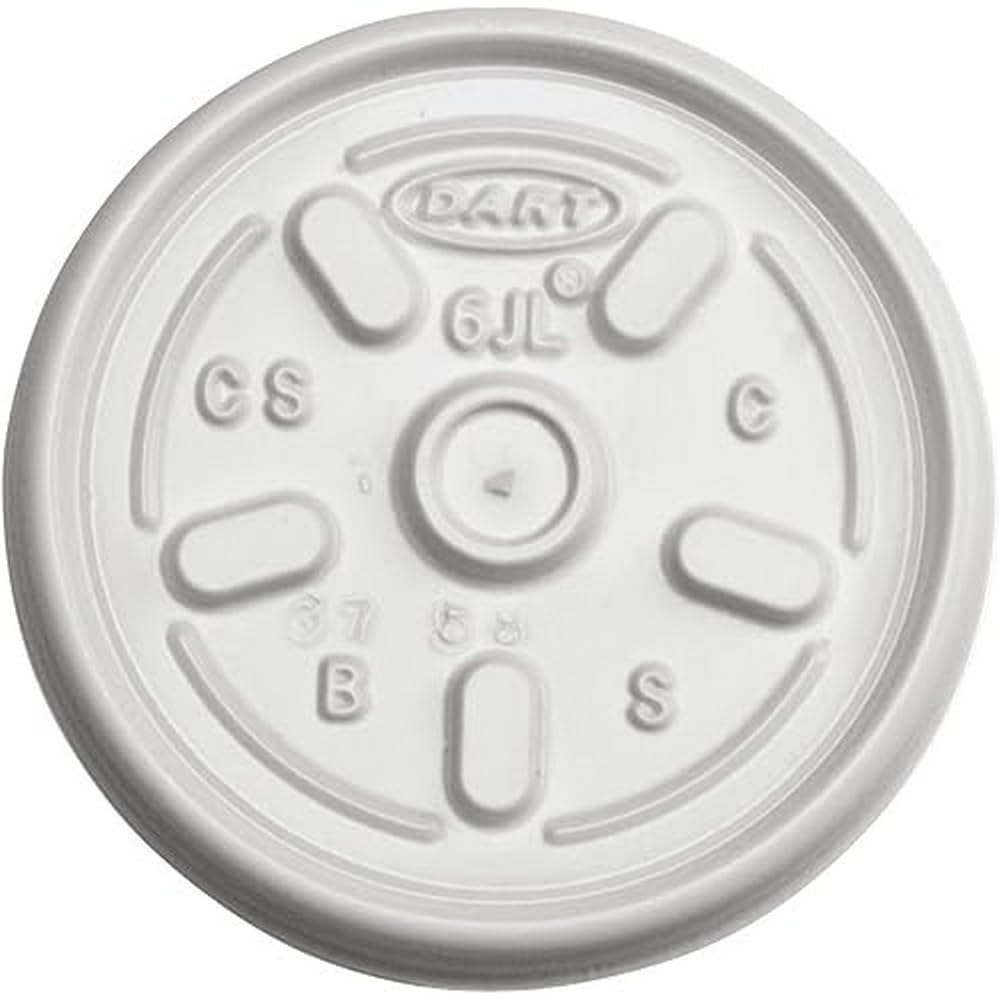 White Vented Plastic Lid by DART – 6 oz., Plastic, White, Pack of 1000, Model 6JL