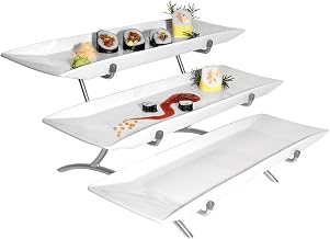 Cal-Mil Prestige Porcelain Wide Frame 3 Tier Platter Wire Stand 18" W x 23" D x 12" H Plat.