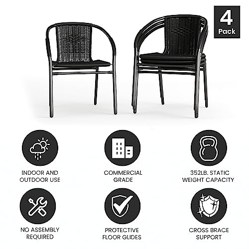 Flash Furniture Black / Set of 4 / Contemporary Patio Dining Chairs
