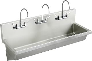 Elkay EWMA9620SACC Commercial 96" x 20" Single Wall Hung Multiple Station Hand Wash Sink Kit 1 Hole