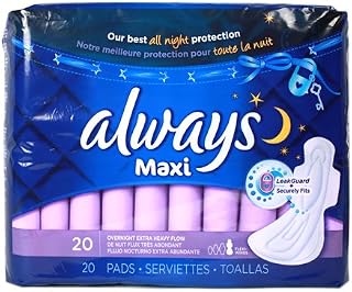 Always Maxi Pads Overnight Extra Heavy Flow, 20 Each (Pack of 36)