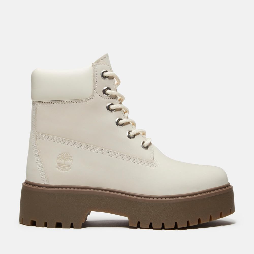Women's Stone Street 6 Inch Lace Up Waterproof Boot by Timberland – 5.5, Leather, Natural Nubuck