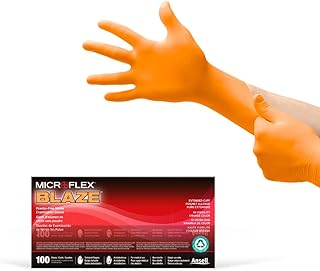 Ansell Microflex Blaze N48 7mil Disposable Nitrile Gloves w/Extended Cuff for Automotive, Oil, Mining