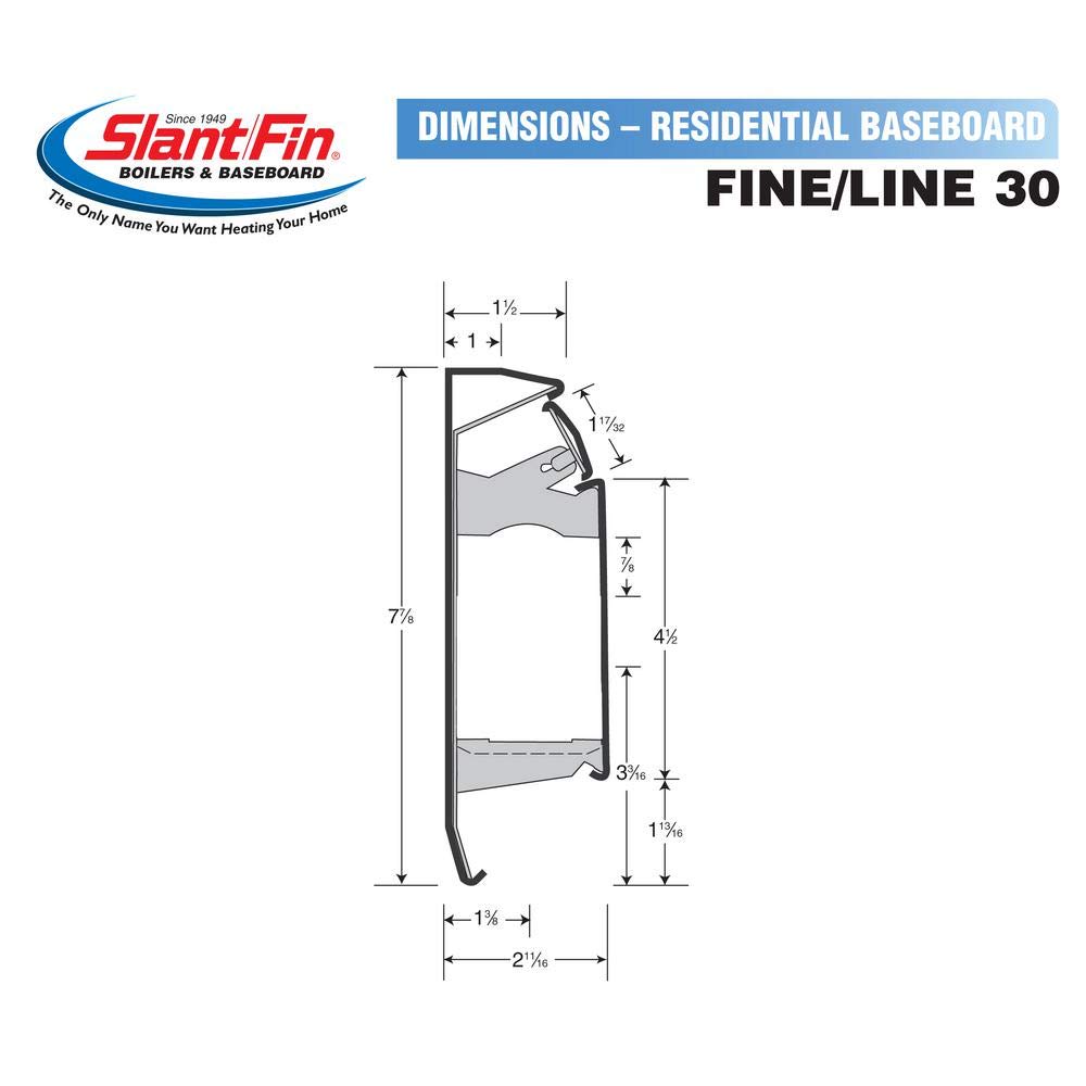 Slant/Fin 7' Dummy Enclosure Only 30 Series by Slant Fin – 85"L x 2.69"W x 7.88"H, Galvanized Steel, White, Model 101-403-7