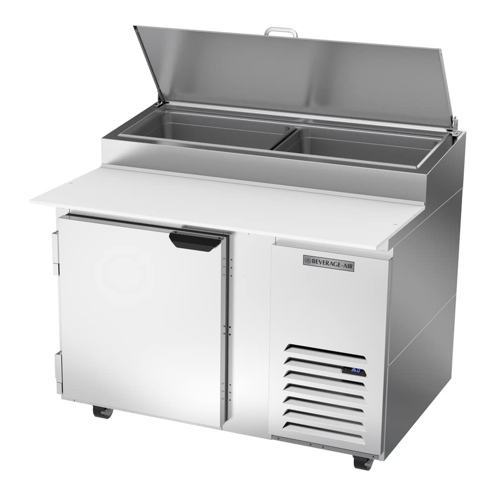 46" W Two Door Refrigerated Pizza Prep Table by Beverage Air – 12.0 cubic_feet, Stainless Steel, Model DP46HC