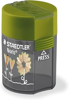 STAEDTLER 512 Double Sharpener, Two Pointed Holes for Different Pen Sizes, Single Product Noris Design, Shelf-Ready Packaging, 10 Sharpeners, 512 004