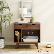 Modway Walnut / 31.5 inches x 18 inches x 31 inches / Mid-Century Modern Litter Box Enclosures