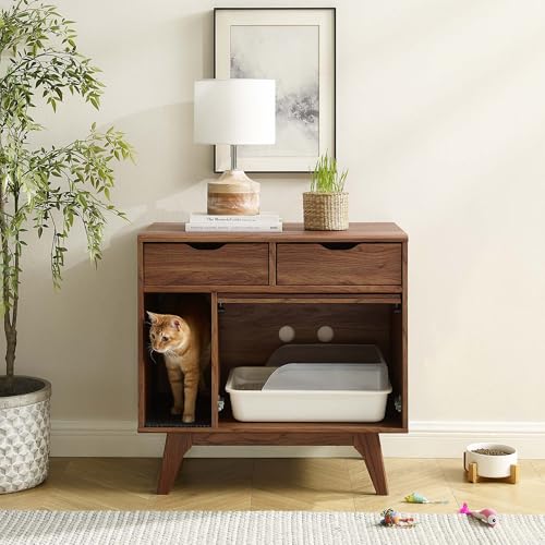 Modway Walnut / 31.5 inches x 18 inches x 31 inches / Mid-Century Modern Litter Box Enclosures