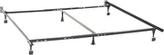 Furnifact Metal Platform Bed Frame with Wheels, Queen King Size Heavy Duty Rolling Bed Frame with Center Support Rails, Black