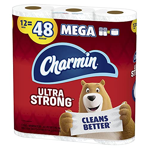 Charmin 24 Mega Rolls = 96 Regular Rolls / White / 1 Paper & Plastic