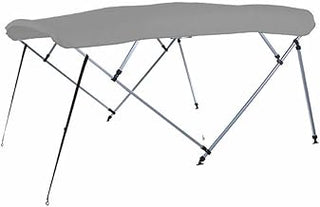 7.6 oz Gray 4 Bow Square Tube Boat Bimini TOP with Running Light Cutout Sunshade Compatible for Avalon Excalibur 27 Elite 2007