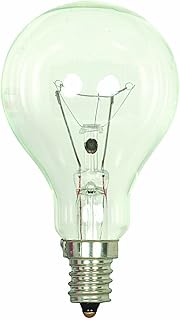 Satco S4160 130V Candelabra Base 40-Watt A15 Light Bulb, Clear