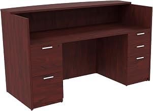 Kai by i5 Commercial 30" x 71" Reception Desk with Double Full Pedestals RD3071P-2 Mahogany